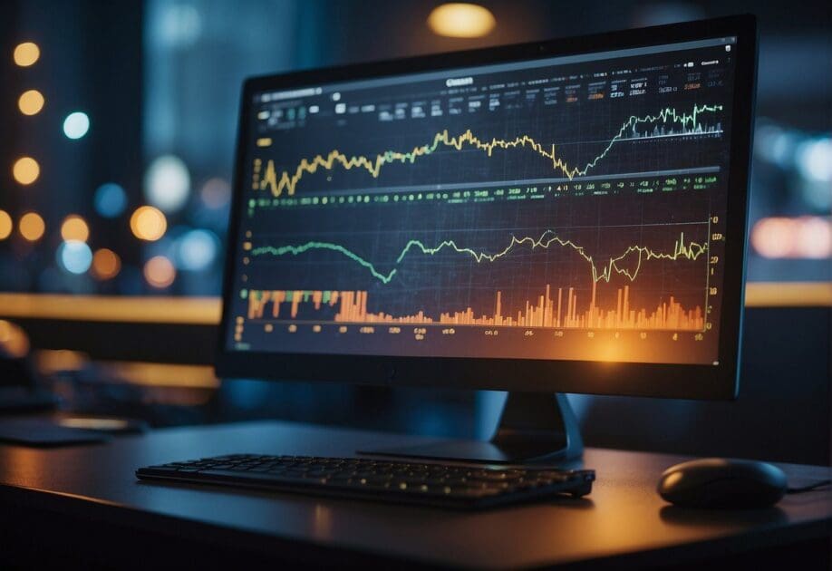 A computer screen displaying data being analyzed by AI to improve credit decisions and creativity at work