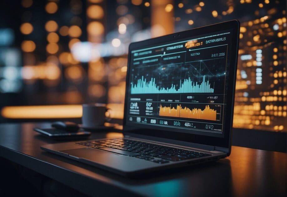 A computer screen displays various performance indicators and results related to digital transformation