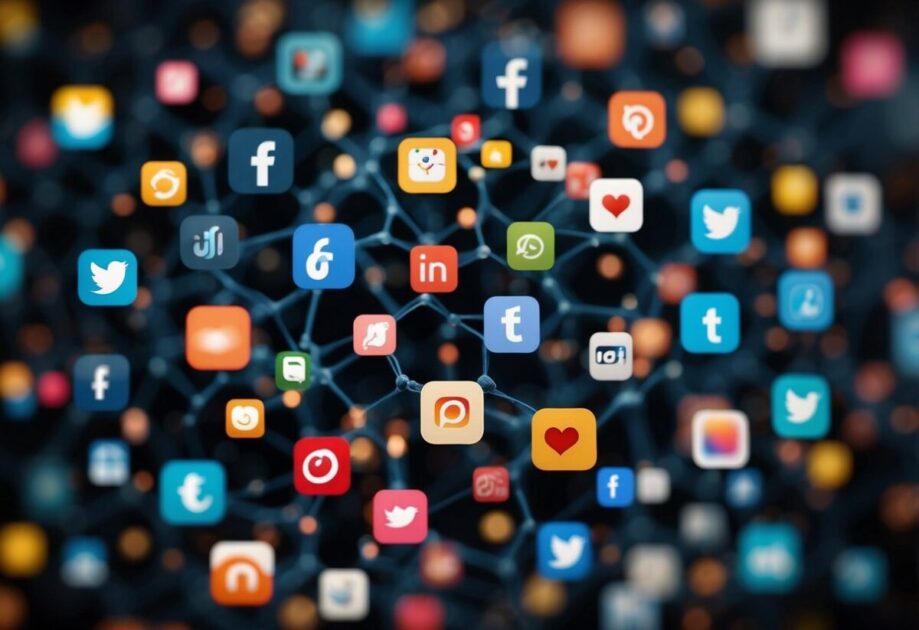 A network of social media icons expanding and intertwining, showcasing innovation over the past decade