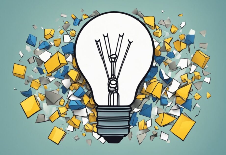 A lightbulb surrounded by broken pieces, symbolizing the concept of "Failure as Part of Success" in innovation