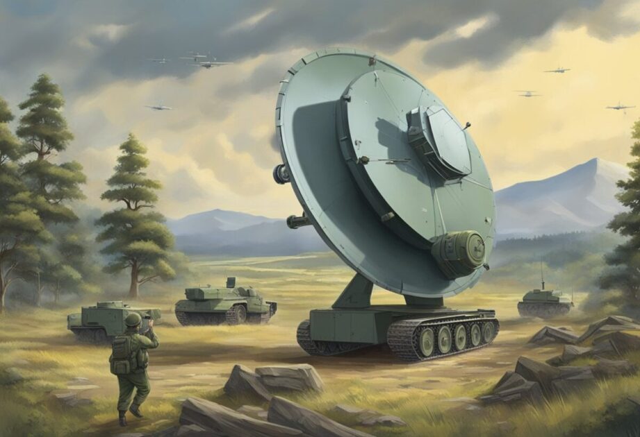 A radar system emerges from a wartime setting, showcasing technological innovation