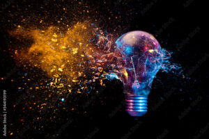 explosion of a traditional electric bulb. shot taken in high speed